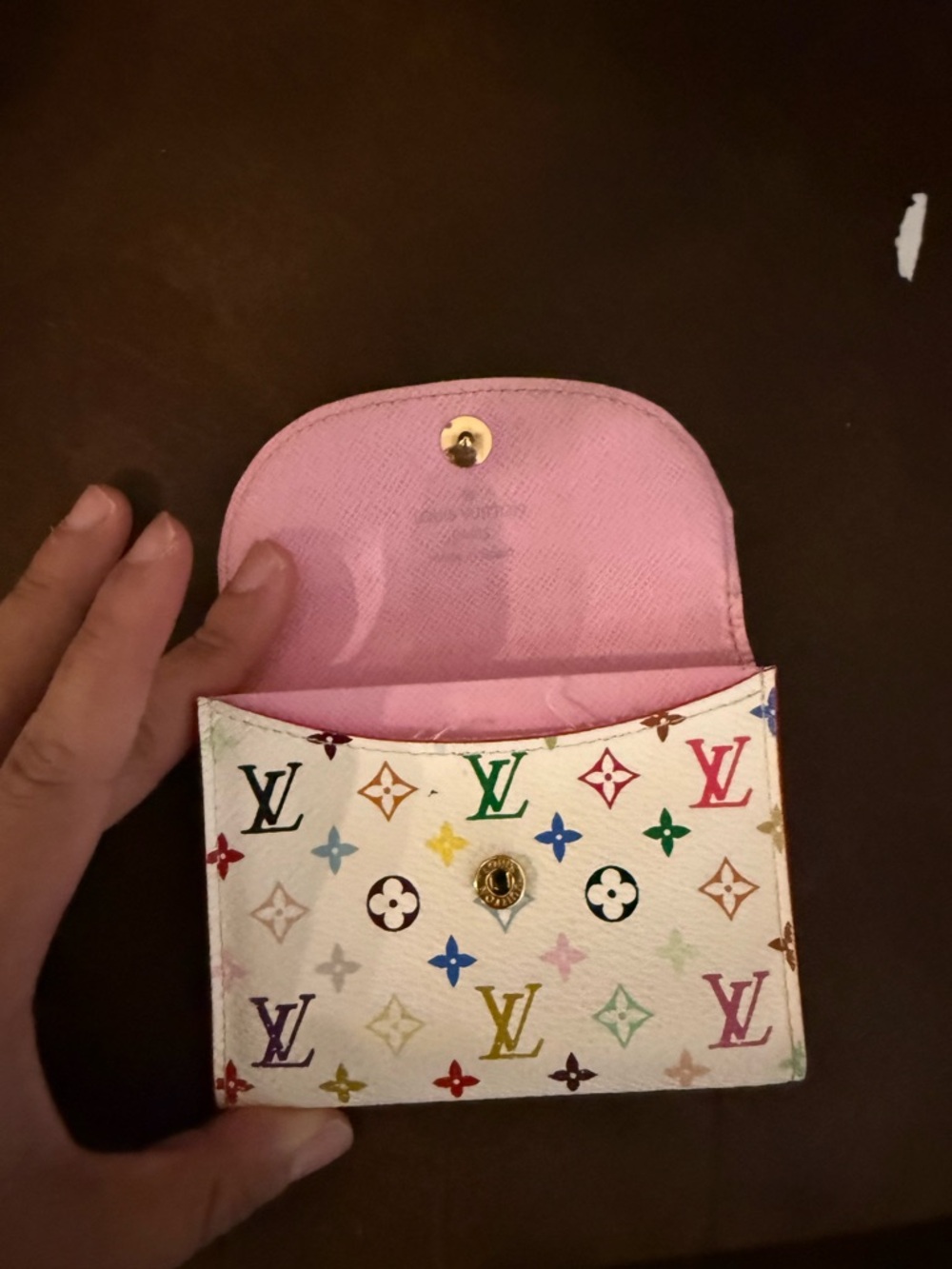 Louis Vuitton Rosalie Coin Purse White Multicolor Monogram Compact Wallet - Picture 4 of 4